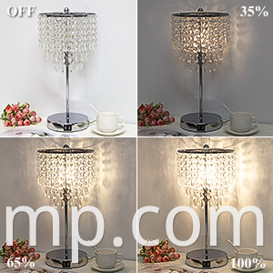 Luminária de mesa de cristal de controle de toque elegante com portas de carregamento USB